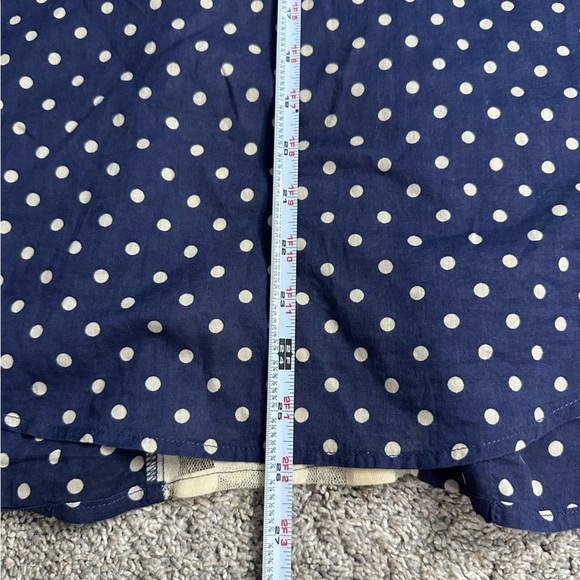 Birds of Paradis Trovata polka dot navy lace back shirt Medium lightweight work - Picture 9 of 11